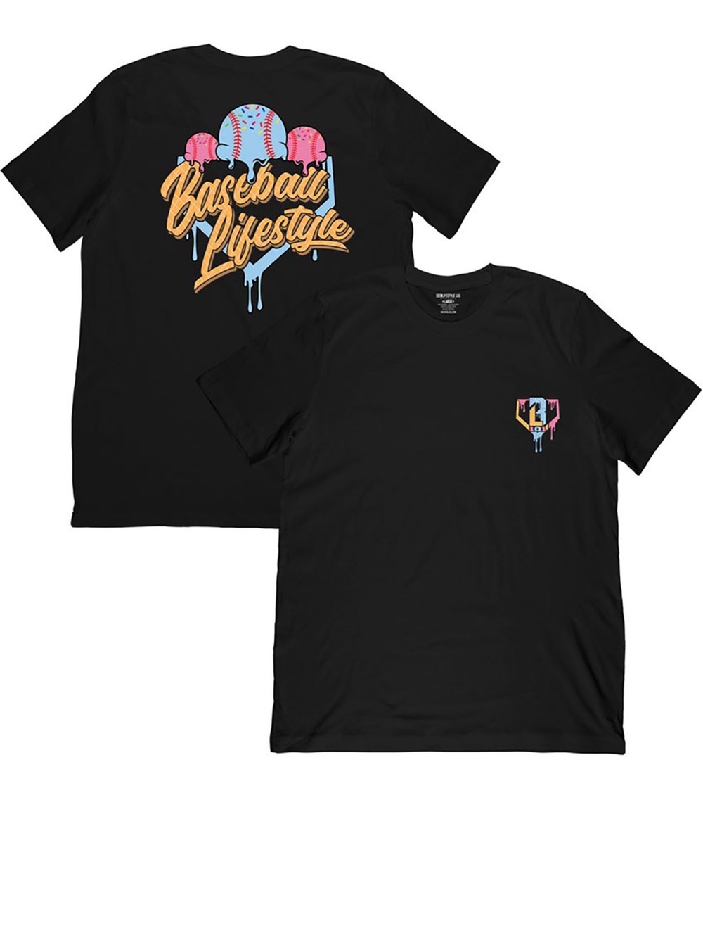 BSBLifestyle 101 Men's Black Short-Sleeve Graphic Tee with Colorful Drip Logo